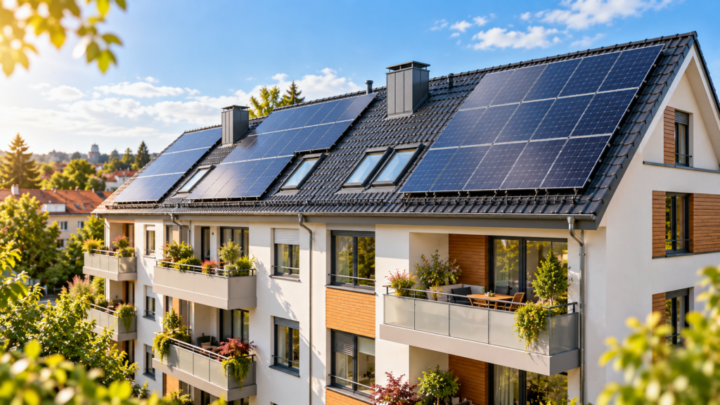 Mehrfamilienhaus mit moderner Photovoltaikanlage