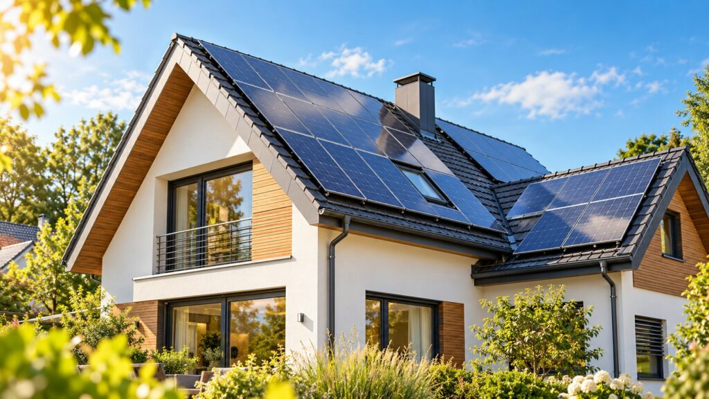 Moderne Architektur mit integrierter Photovoltaik-1